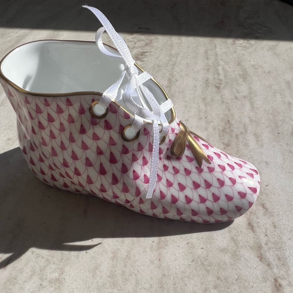Herend Pink and Gold Lace-Up Boot